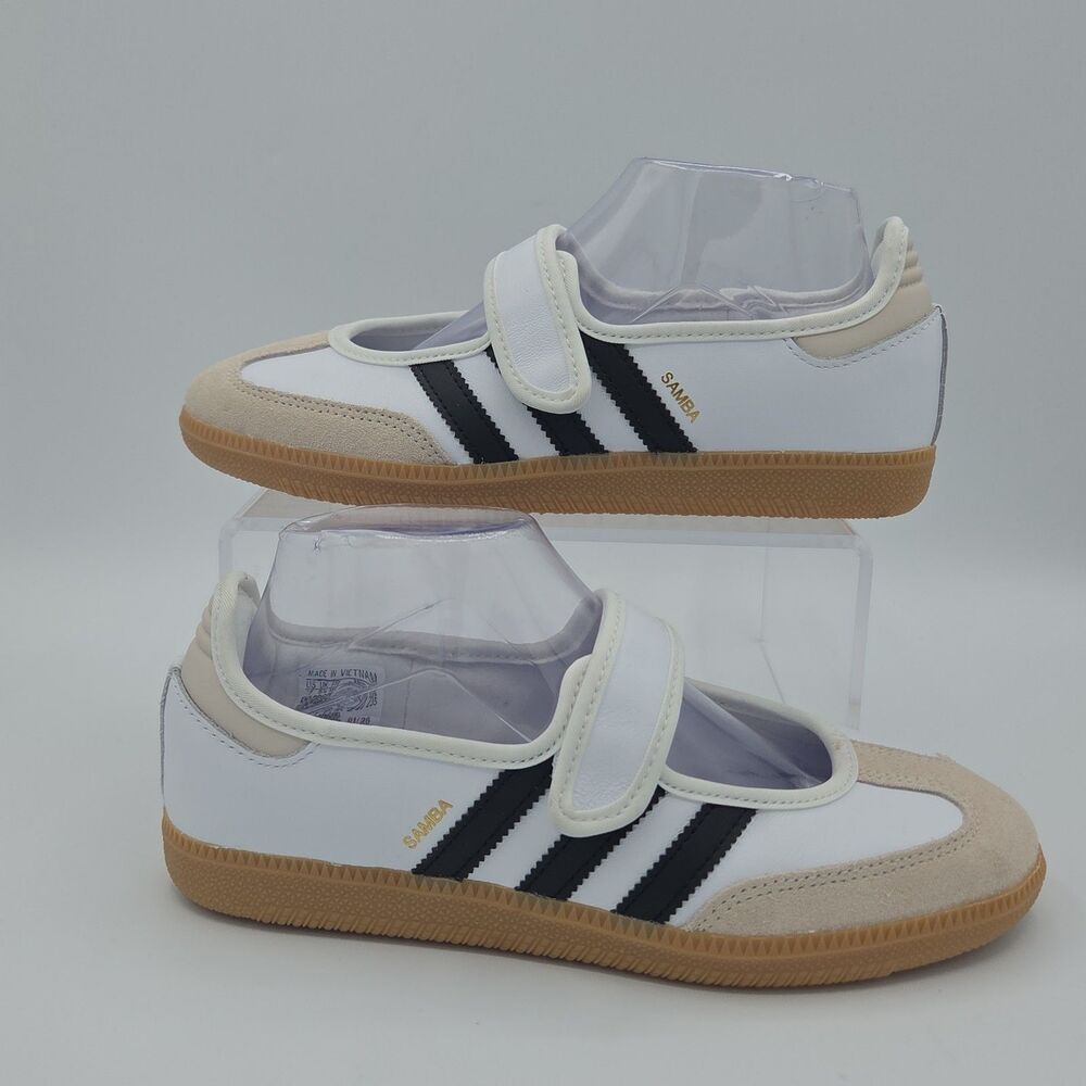NWOB adidas Samba Jane Mary Jane Womens Shoes Size 7 White Black Gum Flat JR1402